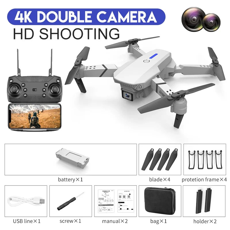E88 ProIntelligent Folding Dro - đánh giá và giá Drone Camera Wide Angle